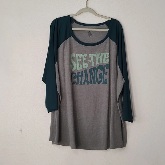 Sonoma Green and Gray 3/4 Sleeve Top Size 4X - Picture 1 of 3